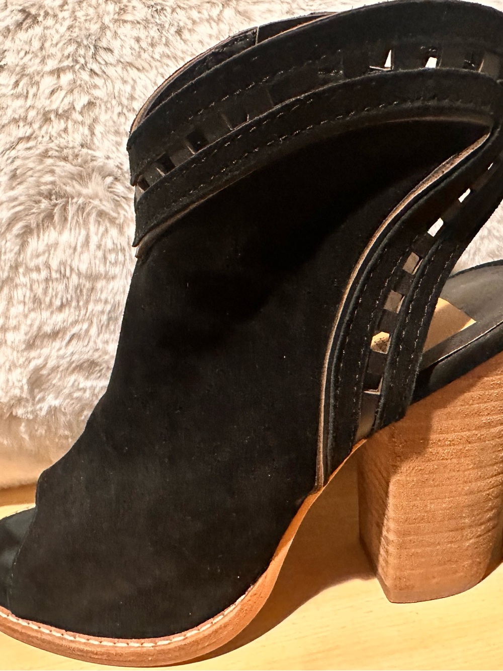 Dolce Vita Black Suede Open-Side Block Heel Mules